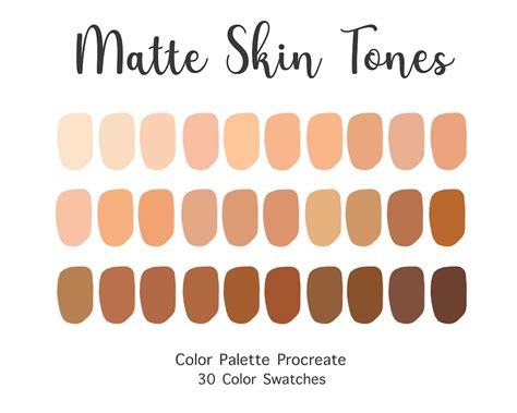 Procreate Color Palette Matte Skin Tones Color Swatches Instant ...