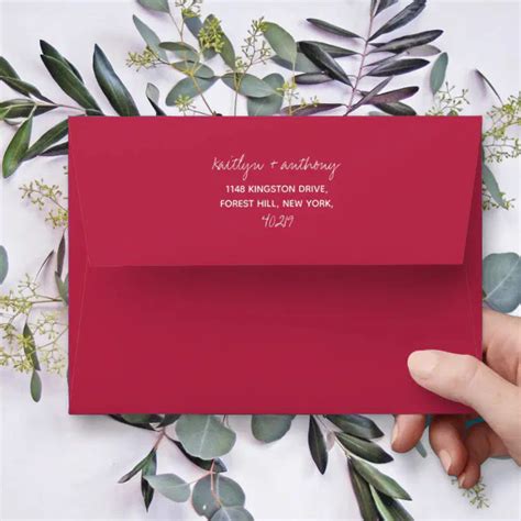 Modern Script Viva Magenta Minimalistic Wedding Envelope | Zazzle