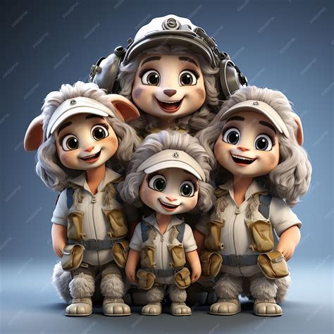 Premium Photo | Clip art Cute humanoid Sheep family characters who are mother father son and ...