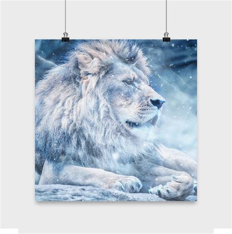 Blue Lion Poster Unique Snow Lion Art lion Head Lion - Etsy UK