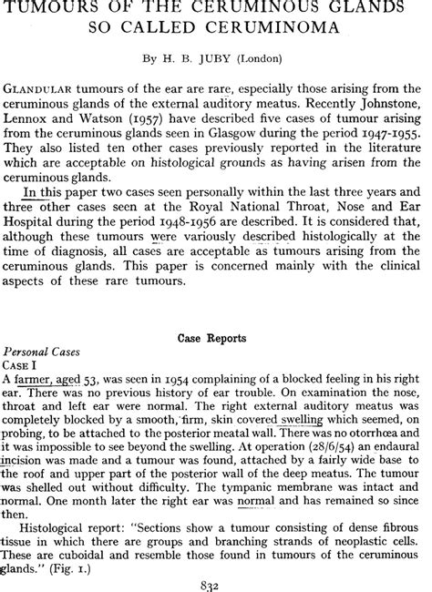 Tumours Of The Ceruminous Glands—So Called Ceruminoma | The Journal of Laryngology & Otology ...