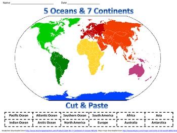 Label the 7 Continents & 5 Oceans by Crayons 2 Careers | TpT