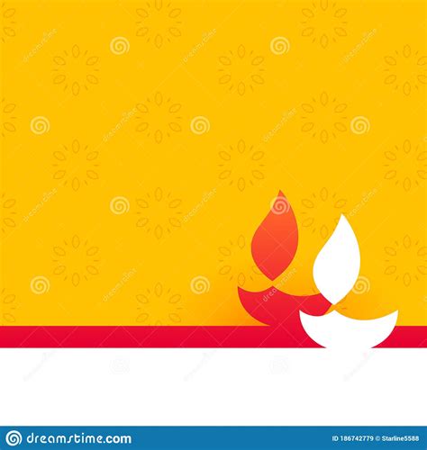 Flat Style Happy Diwali Yellow Background with Diya Stock Vector - Illustration of cultural ...