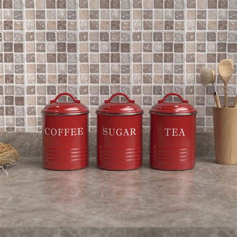Buy Barnyard Designs Red Canister Sets for Kitchen Counter, Vintage Kitchen Canisters, Country ...