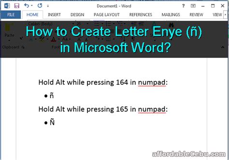 How to Create Letter Enye (ñ) in Microsoft Word? - Computers, Tricks, Tips 30700