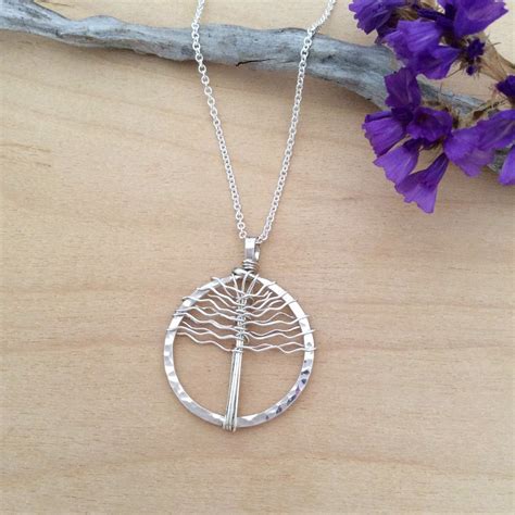 Tree of Life Pendant Sterling Silver Circle Argentium item | Etsy