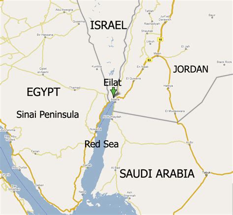 A map highlighting Eilat in southern Israel and the surrounding region. | The New Humanitarian