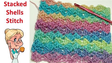 EASY Stacked Shells Stitch - Crochet Tutorial - 2 Row Repeat - YouTube in 2021 | Crochet ...