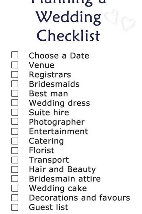 the wedding checklist is shown in black and white