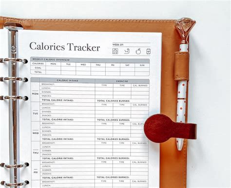 Calorie Tracker Printable Calories Journal Daily Weekly - Etsy