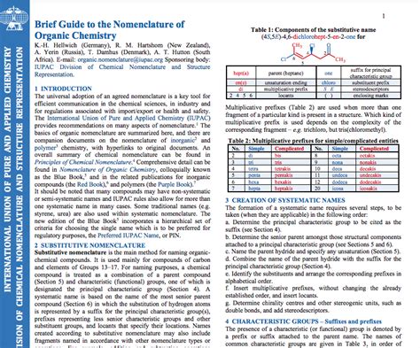 Brief Guides to Nomenclature - IUPAC | International Union of Pure and Applied Chemistry