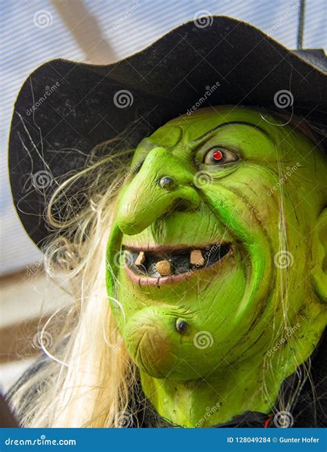 Green Halloween witch mask stock photo. Image of long - 128049284