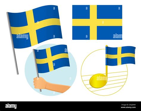 Sweden flag icon set. National flag of Sweden illustration Stock Photo ...