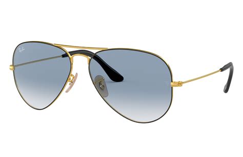 Aviator @collection Sunglasses in Black On Gold and Light Blue | Ray-Ban®