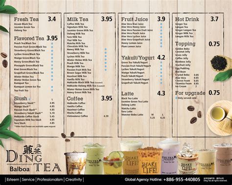 DING TEA - Menu