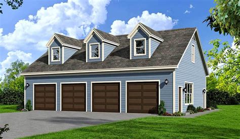 Flexible 4 Bay Garage Plan with Full Bath and 3 Dormers - 68439VR | Architectural Designs ...