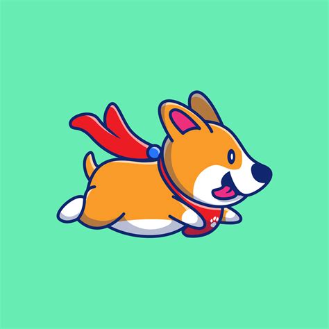 Cute Corgi Dog Super Flying Cartoon Vector Icon Illustration. Animal ...