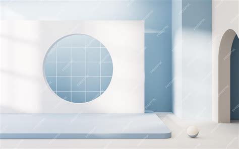 Premium Photo | Empty room with geometry shapes 3d rendering Digital drawing