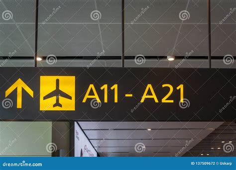 Airport Boarding Gate Entrance Number Sign Board Stock Photo - Image of ...