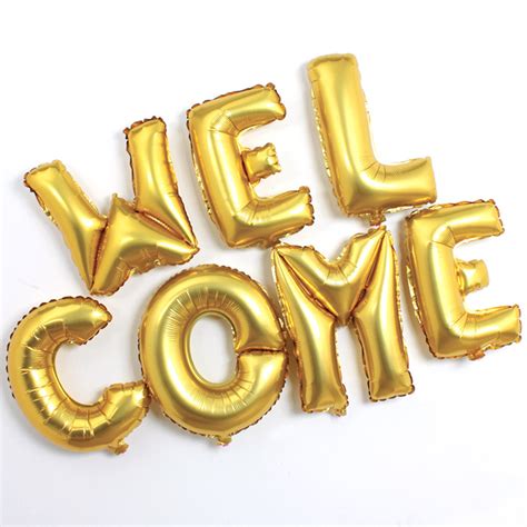 "WELCOME" Golden Foil Balloons - PAK SELLERS