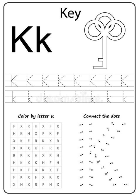 Writing letter K. Worksheet. Writing A-Z, alphabet, exercises game for ...