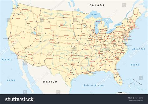 Us Interstate Highway Map Stock Vector 153148745 : Shutterstock