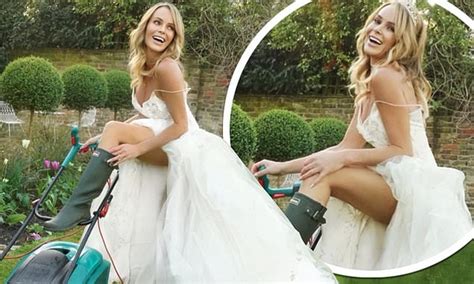 Amanda Holden mows the lawn in her WEDDING DRESS | Daily Mail Online