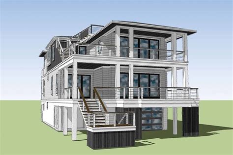 Plan 15220NC: Coastal Contemporary House Plan with Rooftop Deck | Beach house floor plans ...