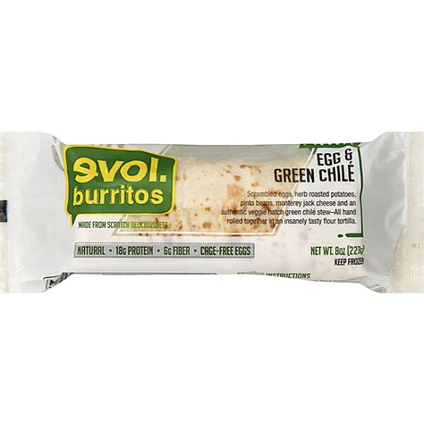 EVOL BURRITO Burrito, Egg & Green Chile 8 oz | Frozen Foods | Carlie C's