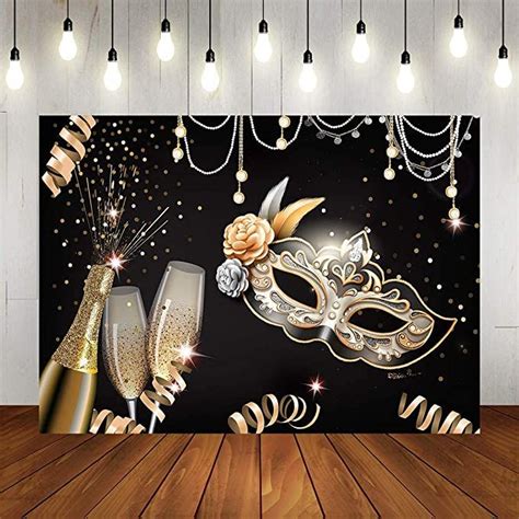 Masquerade Party Backdrops Retro Gold Black Mask Carnival Birthday Photography Backdrop 7x5ft ...