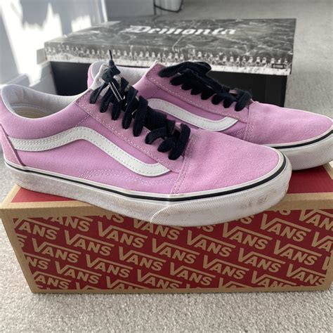 Vans old skool pink shoes, I have changed the laces... - Depop