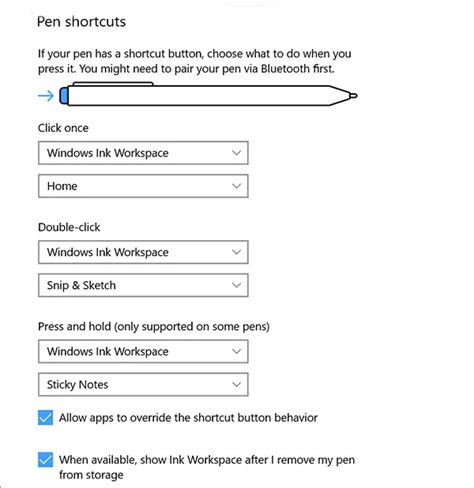 Configure Pen and Windows Ink Settings in Windows 11/10