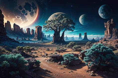 Premium AI Image | Alien Planet landscape