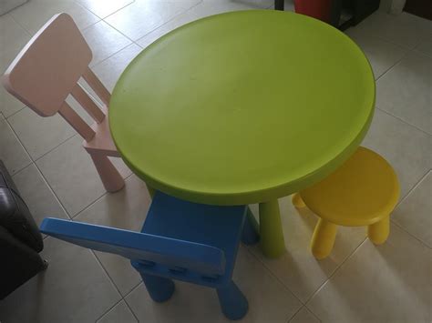 Ikea Mammut table, chairs and stool, Furniture & Home Living, Furniture, Chairs on Carousell