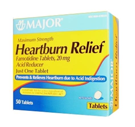 Major Maximum Strength Heartburn Relief Famotidine Tablets, 20 mg, 50 Count - Walmart.com ...