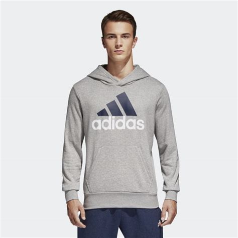 adidas Essentials Linear Pullover Hoodie - Grey | adidas US