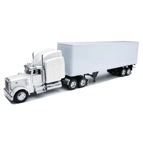 1:32 Scale Peterbilt 379 With Dry Van - All-White Toy Truck Trailer ...