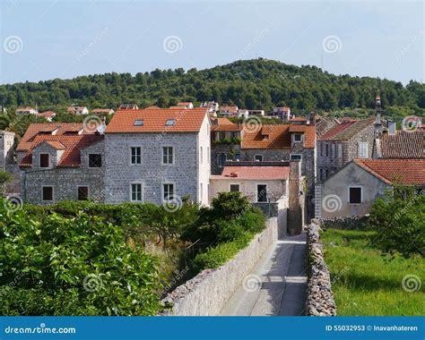 Croatian City Stari Grad in the Mediterranean Stock Image - Image of croatia, buildings: 55032953