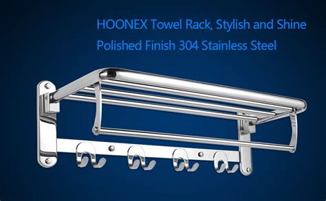 HOONEX Foldable Towel Rack for Bathroom Wall Mounted, 24 Inch Towel ...