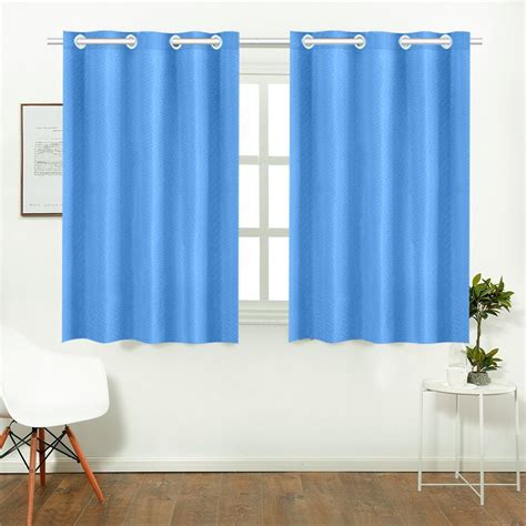 YUSDECOR Modern Minimalist Solid Blue Window Curtains Kitchen Curtain Room Bedroom Drapes ...