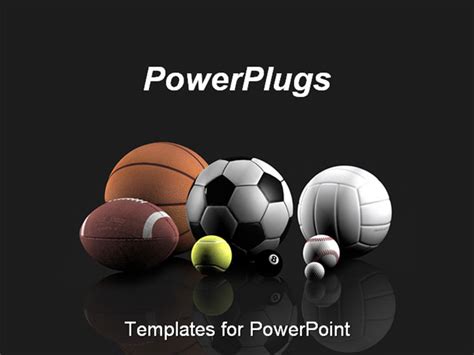 Best PowerPoint Template - Sports balls over a grey background. Ideal for presentations on ...