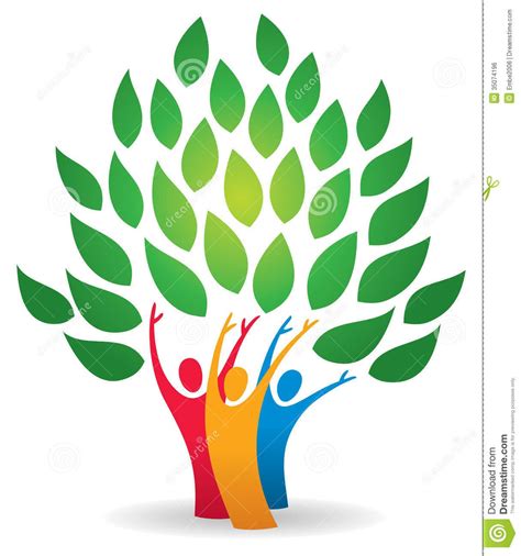 Family Tree Logo with Leaves Icon