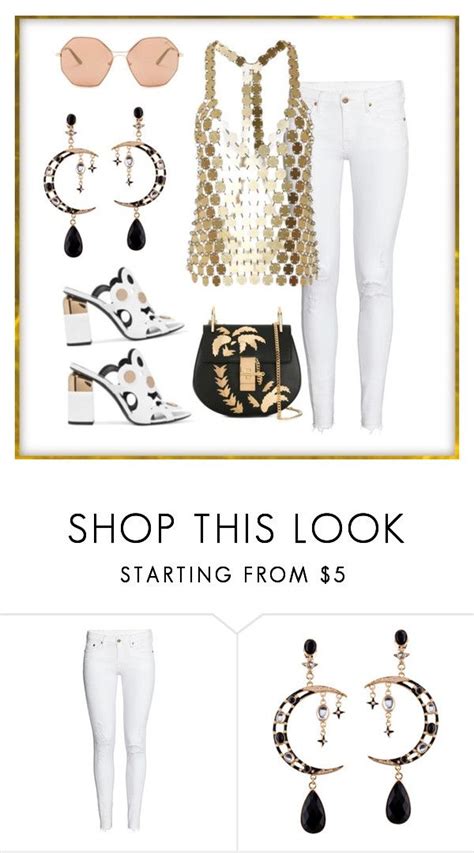 "Black, white & gold" by kvogele on Polyvore featuring H&M and ChloÃ ...