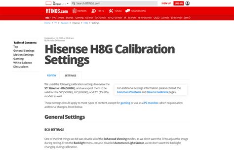 Hisense H8G Calibration Settings - RTINGS.com