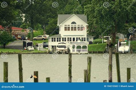 Cobb Island, Maryland, U.S - August 15, 2020 - a Waterfront Home by the Bay Stock Photo - Image ...