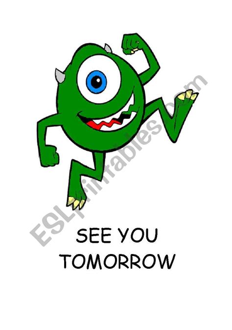 SEE YOU TOMORROW POSTER - ESL worksheet by Chabelina