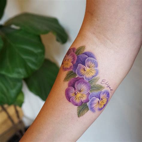 G.NO on Instagram: “#torontotattoo #tattoopeople #pansy #flowertattoo #pansies #toronto#tattoo # ...