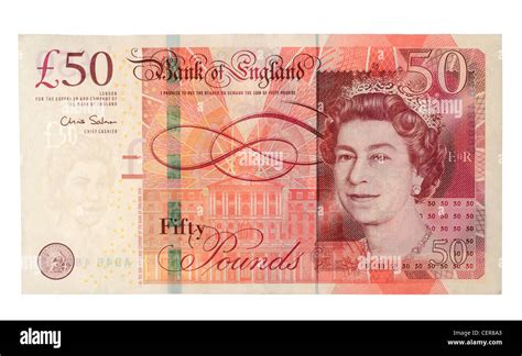 Fifty pound note, £50 note, English fifty pound note on white ...