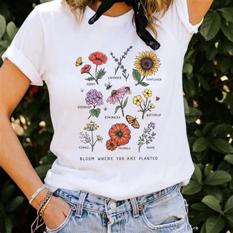 itGirl Shop | CUTE FLORAL PRINT LOOSE SOFT AESTHETIC WHITE T-SHIRT