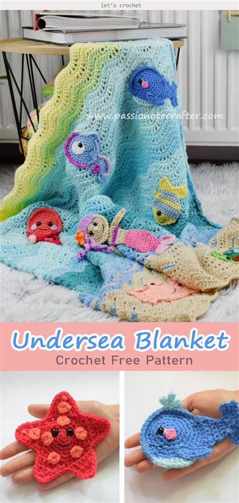 Undersea Sweetness Appliques Baby Blanket Crochet Free Pattern